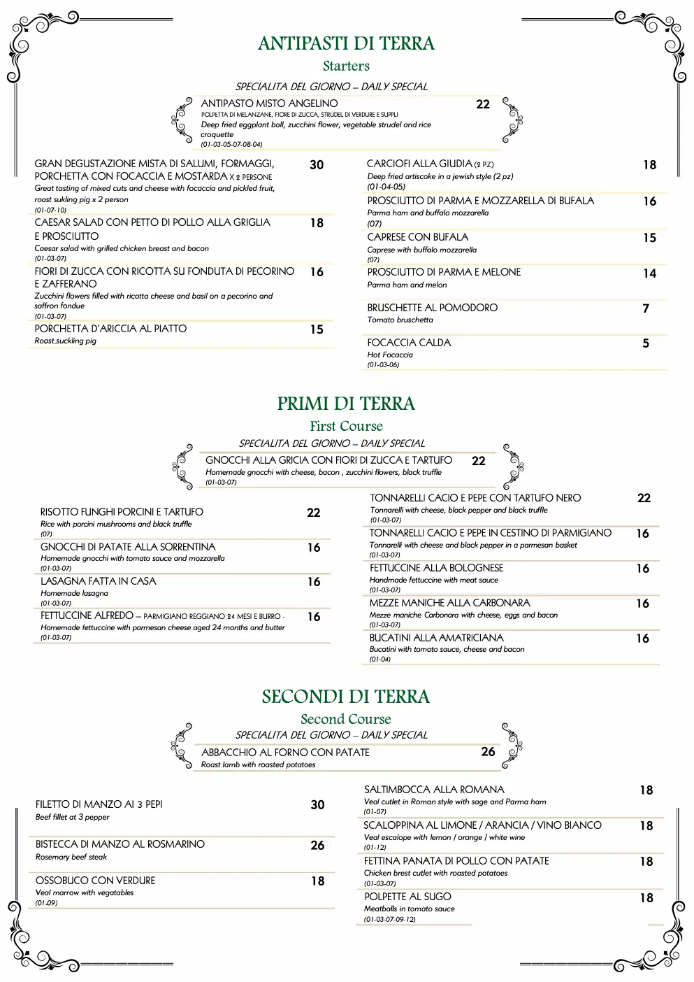 Menu di terra Angelino
