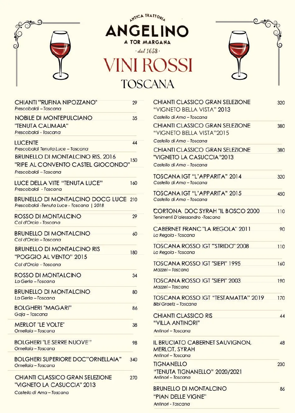 Vini rossi Toscana